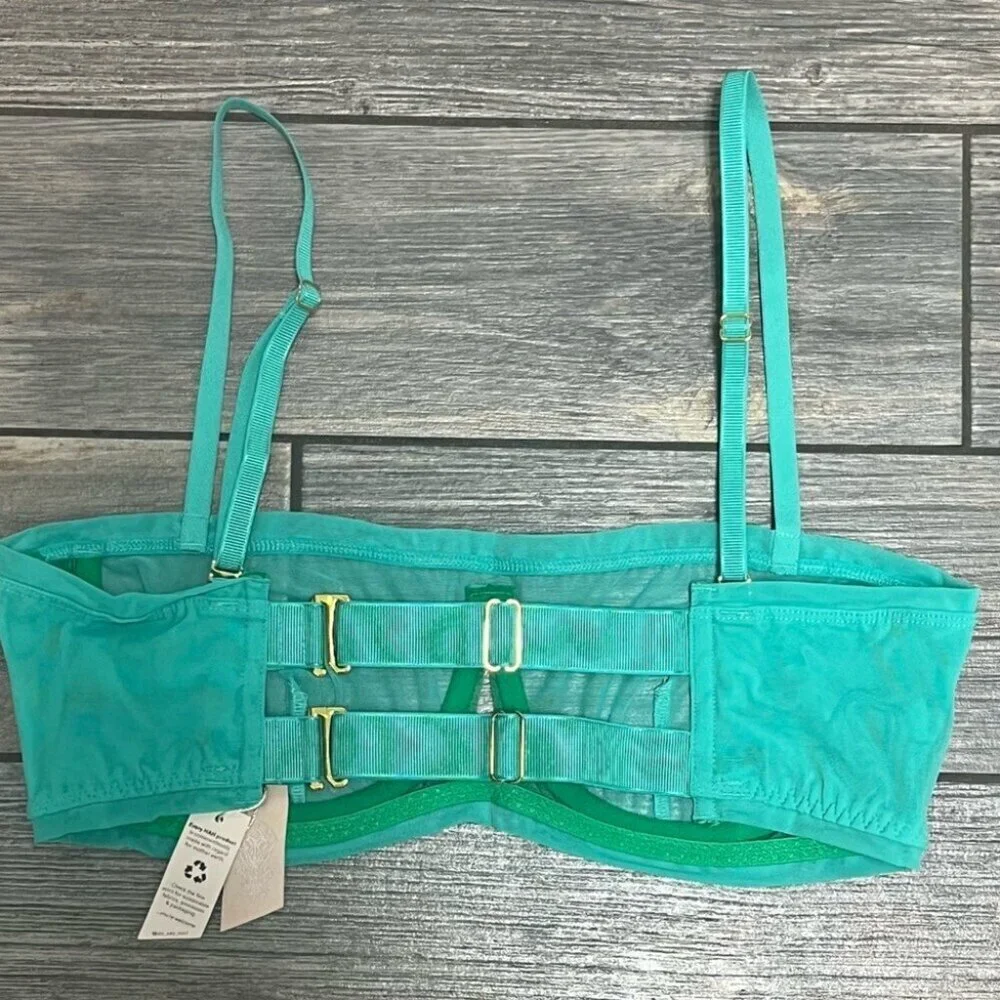 NWT We are HAH Free People Bra Fits 30-38C Teal Mesh Sheer 30C 32C 34C 36C 38C